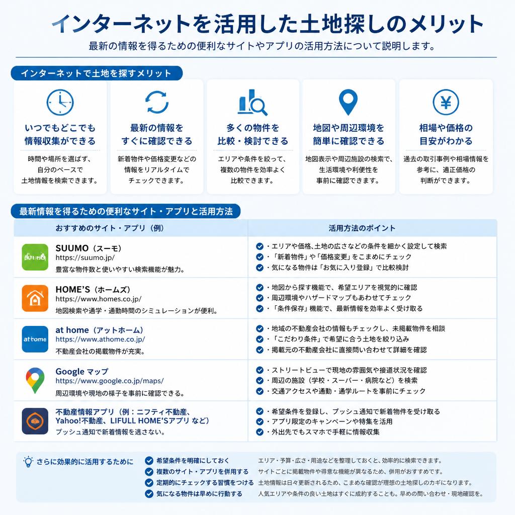 オンラインでの土地探し